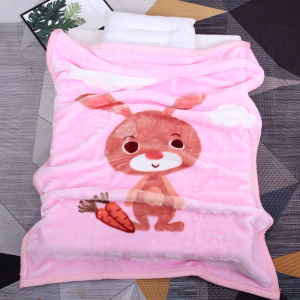 Päiväpeitto talvi kaksikerroksinen paksunnettu suorakulmainen cover baby pilvipeitto sarjakuvapeitto Radish rabbit pink 110*140cm
