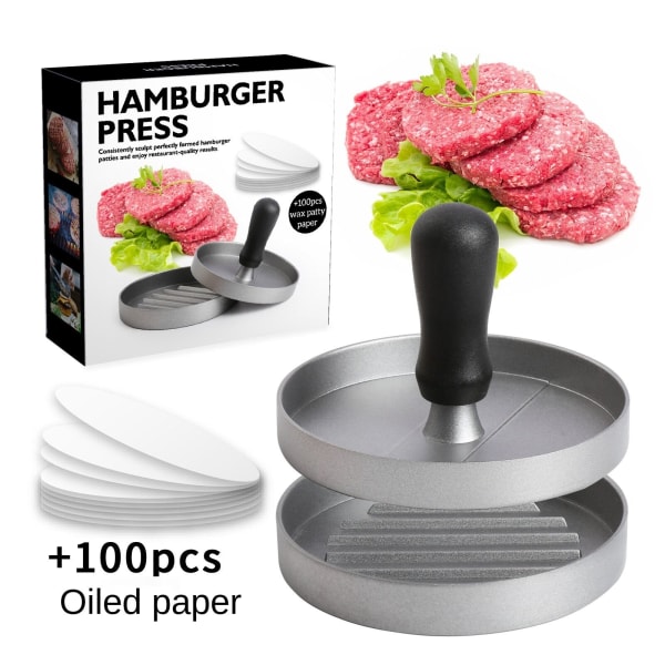 Hamburger kjøttpressemaskin, non-stick aluminiumslegering plasthåndtak Hamburger kjøttpressemaskin Hamburger press