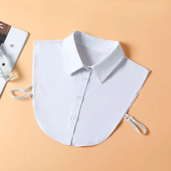 Kvinder piger falsk krave Aftagelig skjorte dekoration rund hals Firkantet hvid stribet bluse White square-cut collar