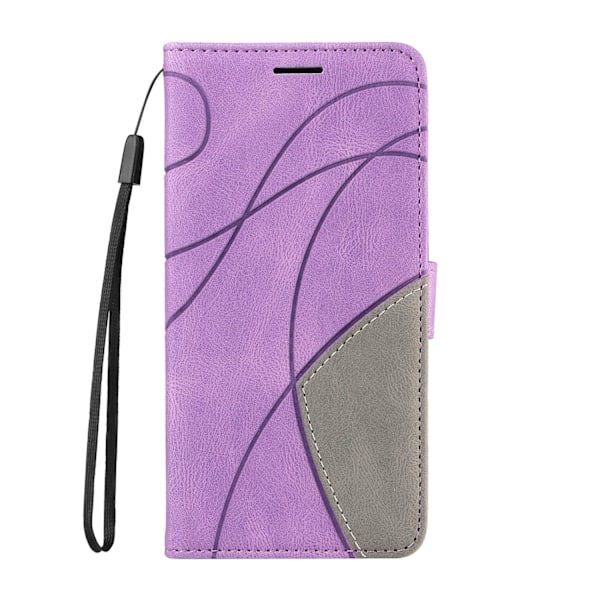 Kotelo iPhone 15 Pro Max -puhelimelle, violetti nahka, kaksisävyompeleet