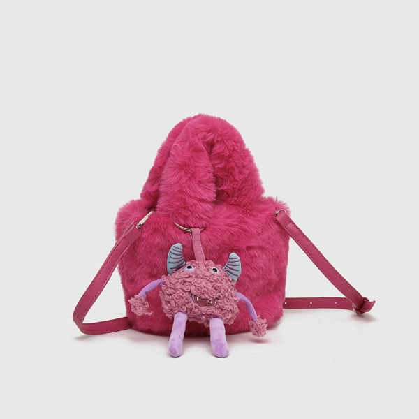 Damhandväska Docka Monster Hängande plyschhink Shoulder Messenger Rose red monster pendant