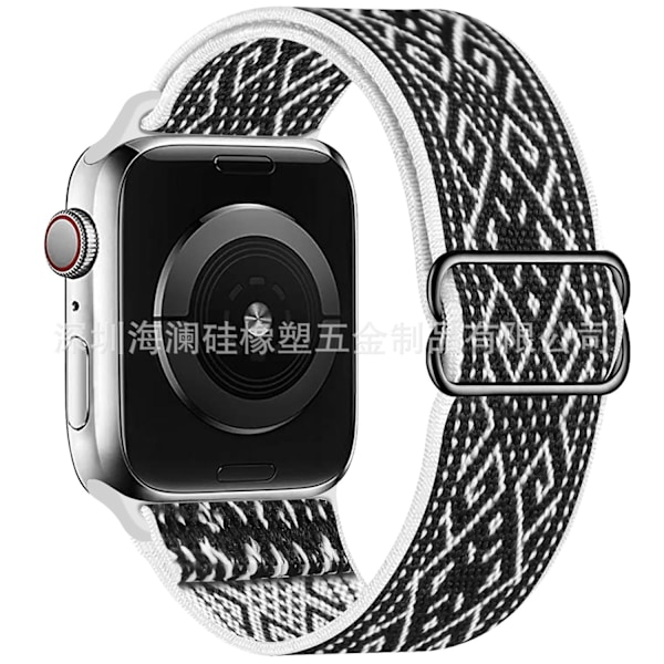 Urrem til Apple Watch iWatch 38/40/41/series10-42 Sort og hvidt diamantmønster