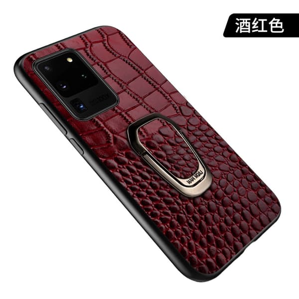 Fodral för Samsung Note20 Claret Krokodilläder med stativ