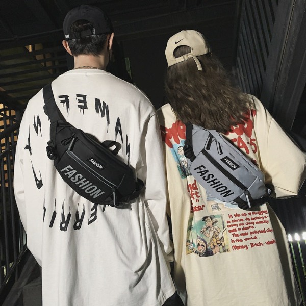 Reflekterende brystveske for menn Couple Crossbody Bag Light gray 15-inch