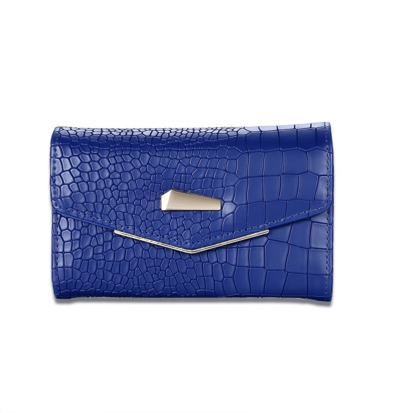 Kvinner lommebok myntveske Enkel Clutch Design Flere kortspor Stitching Billettholder Blue