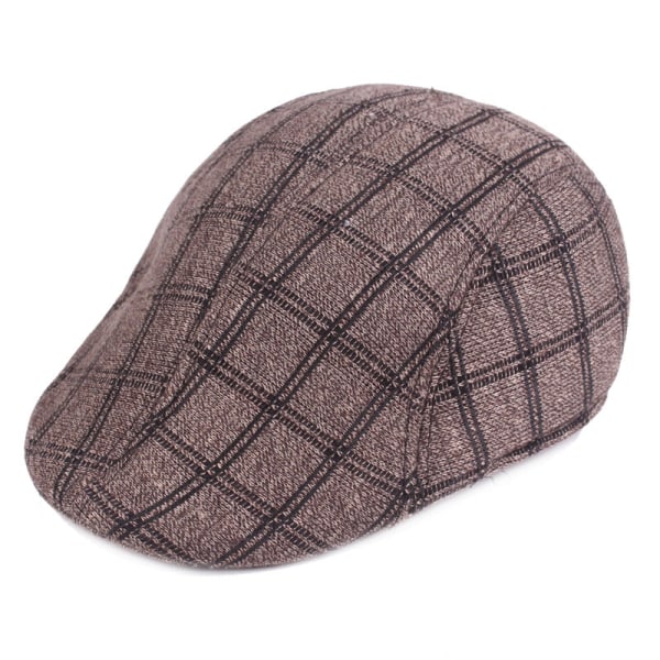 Barettihattu Puuvillapehmustetut cap vanhuksille Talvi Lämmin huipullinen cap Ruutukankainen Advance-hatut Miesten baretti Gray M（56-58cm）