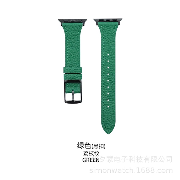 Urrem til Apple Watch iWatch 38/40/41mm Grøn Sort Spænde》 Lychee Mønster