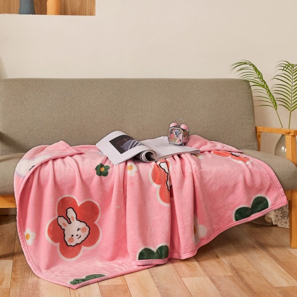 Teppe Coral Fleece Teppe Nap Ull Teppe Air Conditioning Teppe Student Sjal Teppe Håndkle Teppe Smiley rabbit 75*100cm