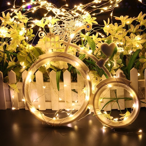 1M 2M 3M 5M LED-lysstreng til bryllupsfest Julepynt Fairy Lights Hage Utendørs Vanntett Garland Lyskjede Warm White 1M 10Leds