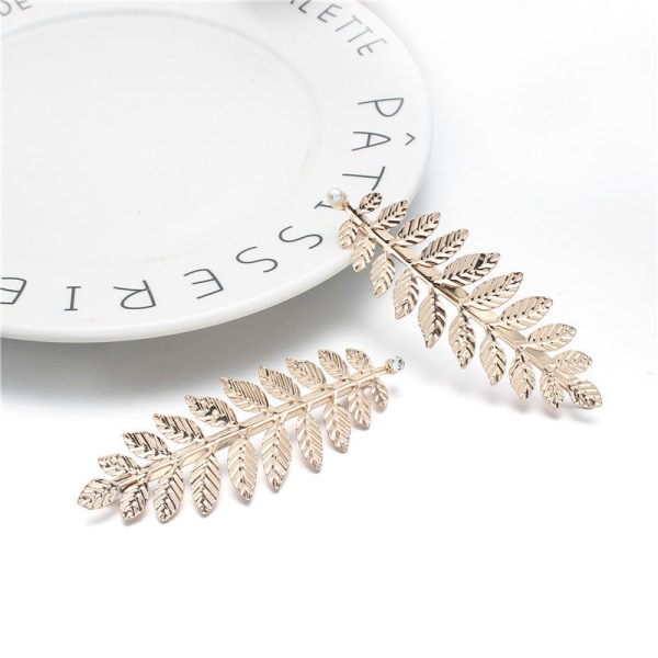 2st Bröllops-Golden Leaf Huvudbonad Örhängen Kronhuvud Hoop Armband Julklapp fg008