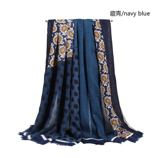 Dametørklæde sjal 2021 efterår og vinter printet afslappet varm solbeskyttelse Blue