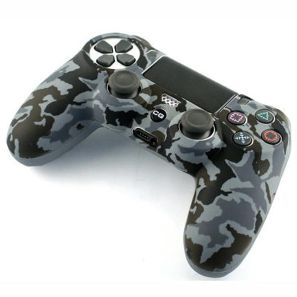 For PS4 håndtakshylse PS4 slankt håndtak kamuflasjedeksel PS4 håndtak Graffiti silikonbeskyttende Dark black gray camouflage