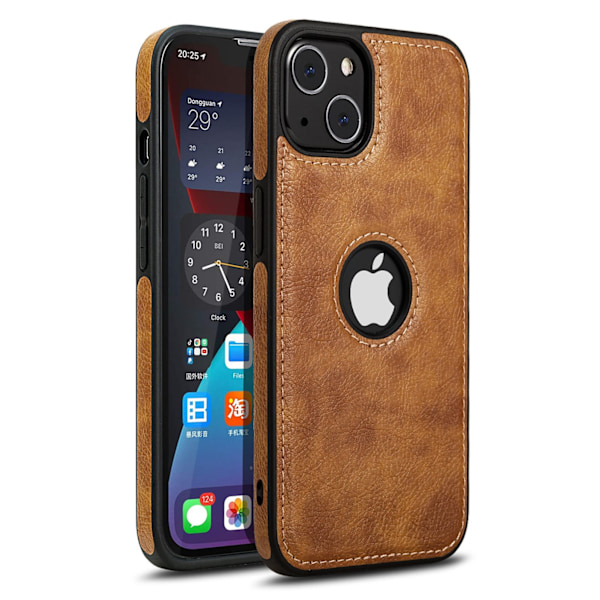Kotelo iPhone 15plus -puhelimelle, puuttuva merkintä, ruskea nahkakotelo, business, pudotussuoja