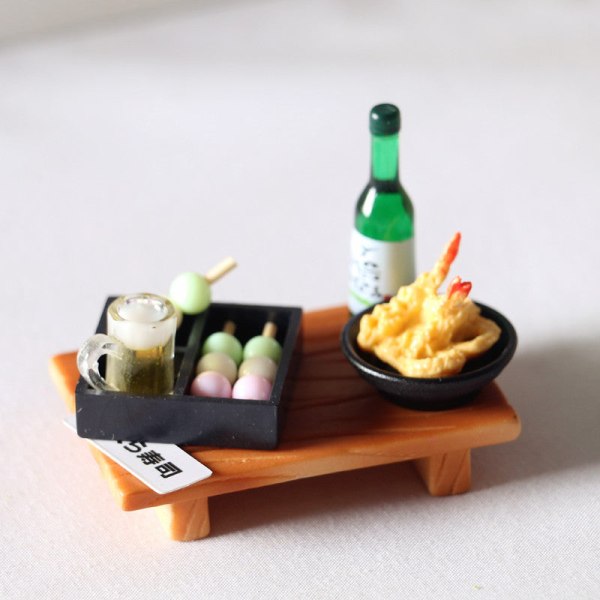 Miniature Møbler Legetøj Dukker Hus DIY Dekoration Tilbehør Mini japansk Sushi Fiskebold clear wine fish ball