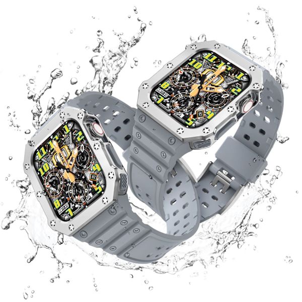 Kellon ranneke Apple Watch iWatchille Kuunvalon harmaa + hopeinen kehys 42/44/45mm