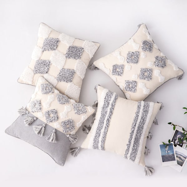 Heminredning 16 stilar Marockansk spets tofs Tufting Indien cover M Style 45*45cm