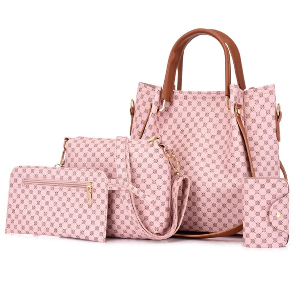 Kvinnor Damhandväska Vintage Mother and Child Bag Mode Shoulder Messenger Handväska Pink