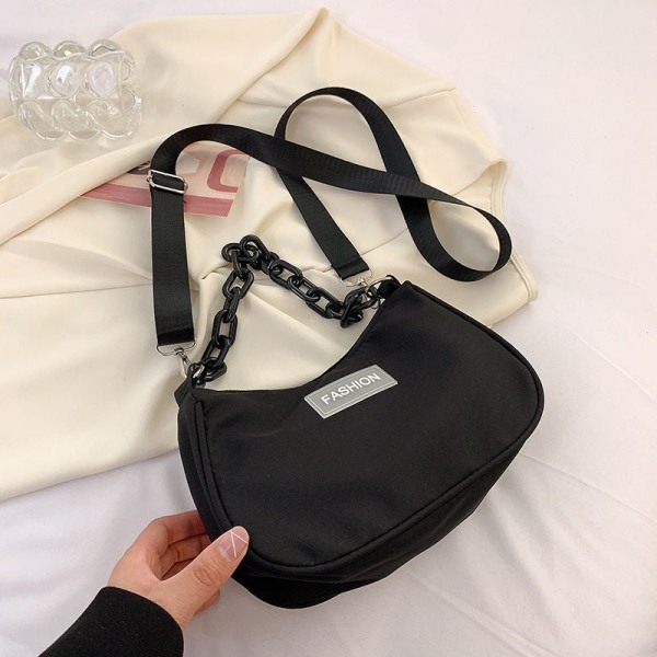 Mænd kvinder Fanny Pack taljetaske Bredbånd One-Soulder Sommer Følelse Lille Kvinde Western Style Matchende lærred Black pendant