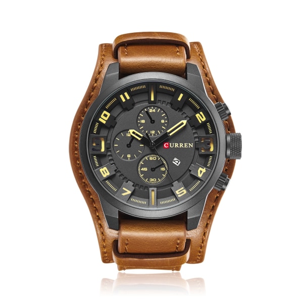 Business watch för män Kvarts vattentät watch MZMW-8225 Black Shell khaki