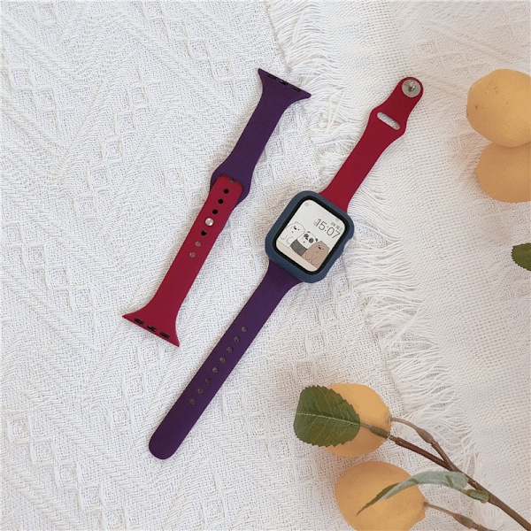 Kellon ranneke Apple Watch iWatch 41mm S7/S8 Small S-Viininpunainen + Tumma Violetti + Tumma Sininen Kuori