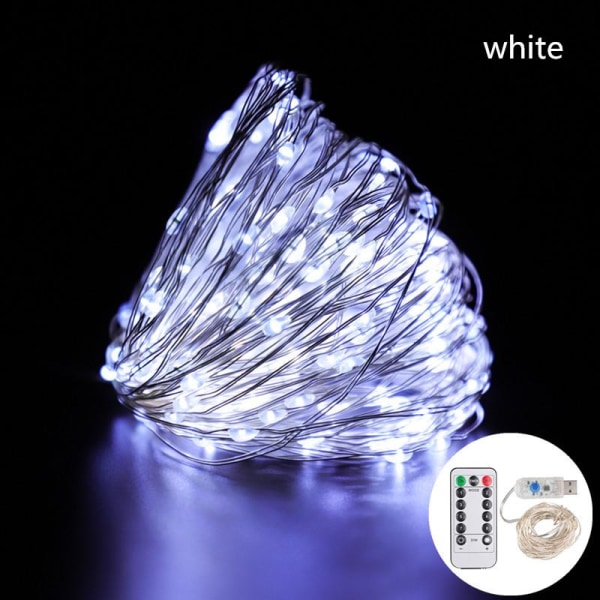 5/10/20m vandtæt fjernbetjening Fairy Lights USB-drevet til juletræsdekoration Cool white 10M
