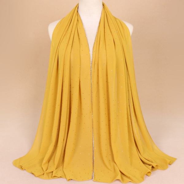 Kvinner Skjerf Sjal Chiffon kjede Starry Ensfarget Turmeric 180-75cm