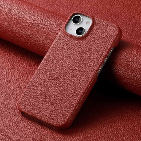 Etui til iPhone 17 Pro Max Sinus Rød lær ensfarget enkelhet