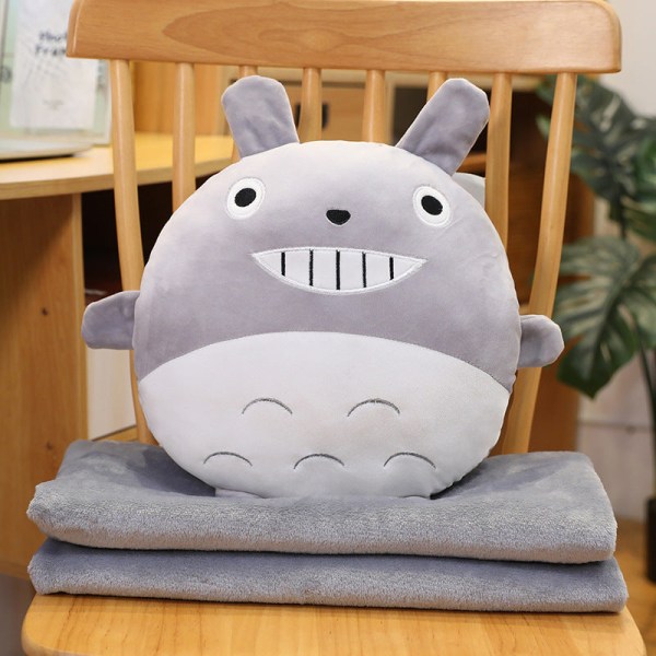 Djurkastkudde med dubbla användningsområden, tre-i-ett, mjuk och bedårande handvärmare Plyschleksakskudde, tupplursfilt Totoro 100*170cm