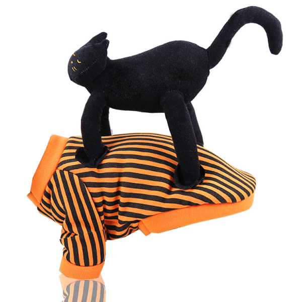 Husdjurskläder Rolig Svart Katt Stående Outfit Hund Halloween Julfest Outfit Medelstor hund Orange black striped m