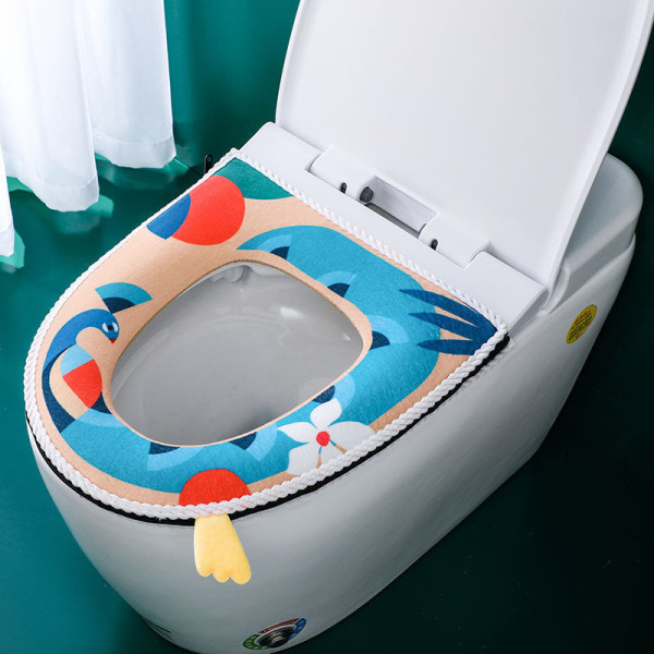 3pcs Toilet Seat Cover Pads Waterproof Plush Thicker     Zipper Coffee Color