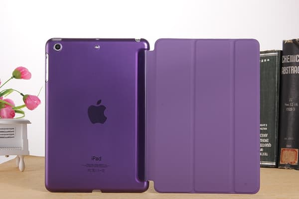 Stilig etui for iPad 2019 10.2 lilla lær tri fold elastisk dvale