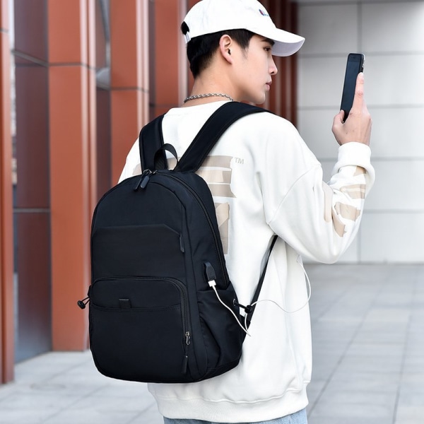 Kouluopiskelijareppu College Bookbag Matkalaukku Suurikapasiteettinen tietokone Muotitrendi Black