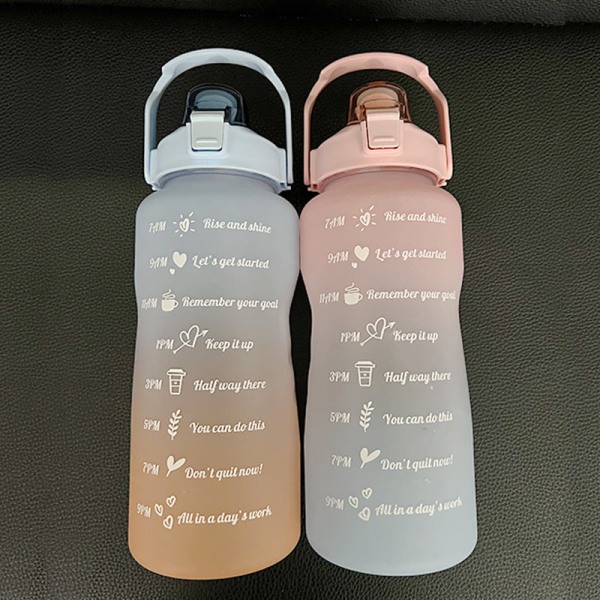 Drikkeflaske for barn Søt for barn Frostet Stor kapasitet Gradient Sport Flott sugerør Pink Blue 1.5L