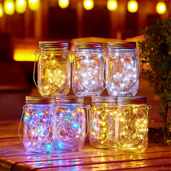 1 STK LED Solar Fairy Light For Mason Jar Lokk Hage Dekor Julelys Utendørs Bryllup Dekor Dekorative Led Lamper ingen krukker Pink