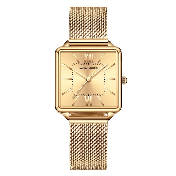 Kvinnors Square Casual Watch Quartz Waterproof Watch Golden dial