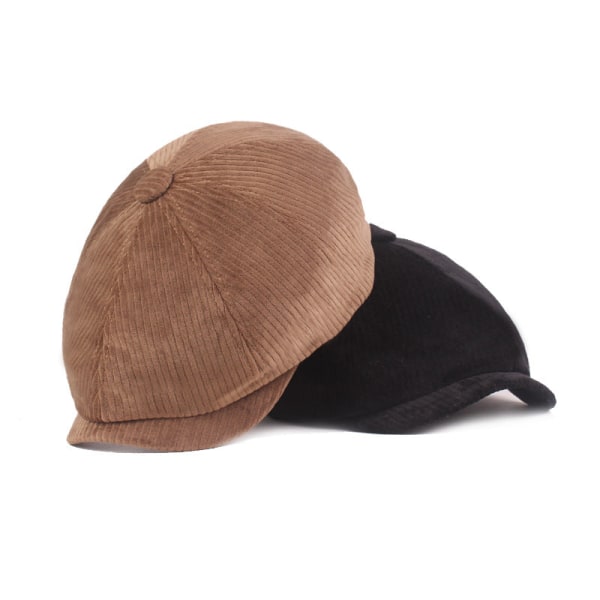 Baretti Hattu Baretti Naisten kahdeksankulmainen cap Taiteellinen nuorisohattu korealainen casual Advance-hatut Miesten hattu Brown M（56-58cm）