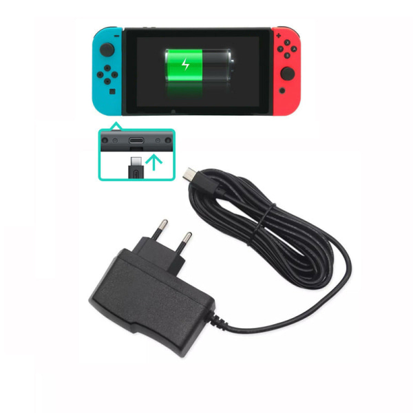 Til Nintendo Switch Oplader NS Værtsstrømforsyning 5V 2,4A Hurtigopladning Type C Oplader 3 M lang