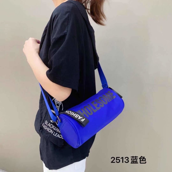 Dame Handbag Oxford Cloth Sylinder Crossbody Bag Utskrift 2513 Blue