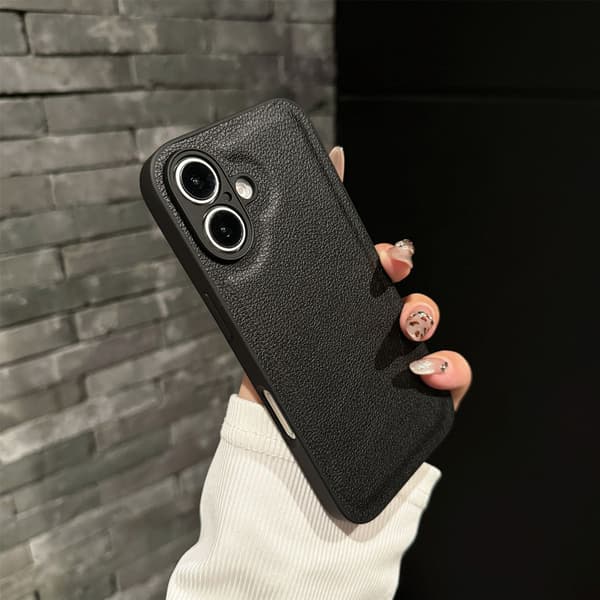 Etui til iPhone 17 Pro Max Sort læder ensfarvet enkelthed