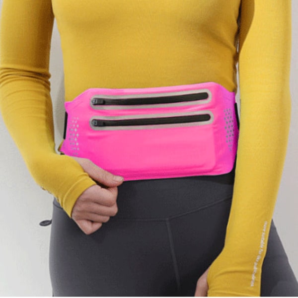 Fanny Pack Running Belt Waist Bag Organizer Invisible Sports Multifunction Rose Red 7 inches