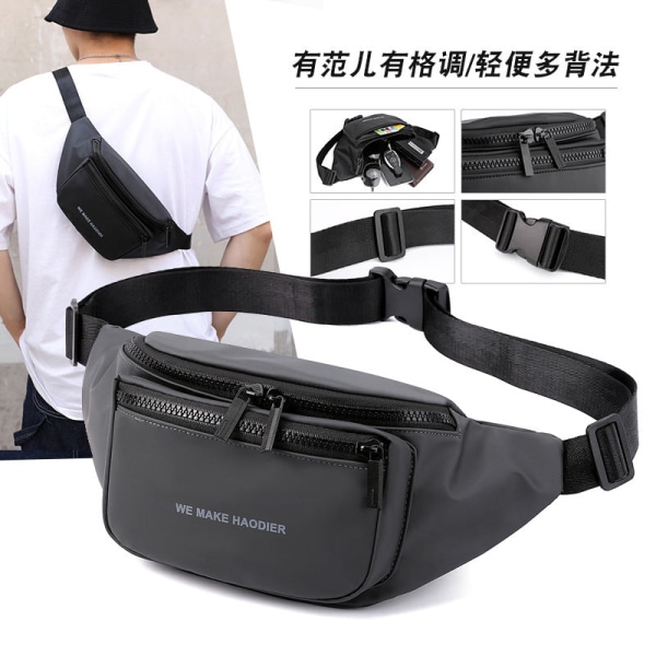 Mænd kvinder Fanny Pack Taljetaske Mænds og kvinders bryst s Multifunktionel udendørssport Ensfarvet Hong Kong Style Personlig mobiltelefon Kvinder Gray