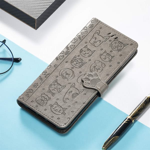 Fodral för Samsung S21 Plus grått Läder flip kort