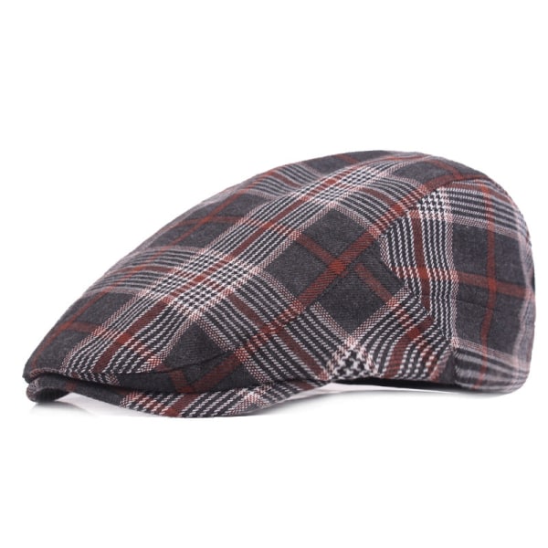 Beret Hat Artistic Youth Beret College Style Peaked Cap Men's Checked Cloth Advance Hats Women's Peaked Cap Orange Plaid Adjustable