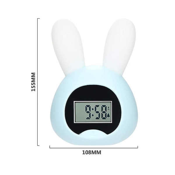 Blåt nattelys til børn vækkeur Cute Bunny Alarm Clock L