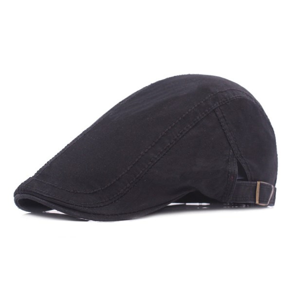 Beretlue Bomull Beret Herre Ensfarget Peaked Cap Simple Advance Hats Ungdomslue Damelue Black Adjustable