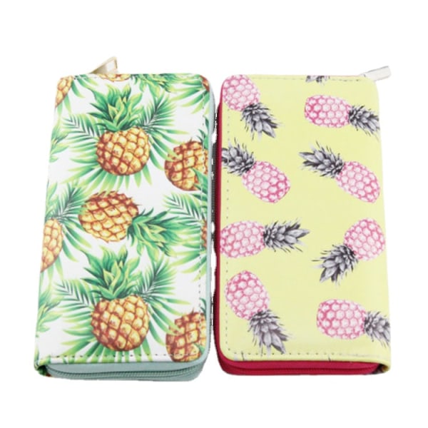 Ananas Frugt Lang Pu tegnebog Student Vandret firkantet tegnebog clutch med lynlås White