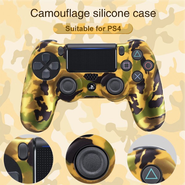 PS4 Handle Sleeve PS4 Slim Naamiointi Handle Sleeve PS4 Silicon Game Handle Case PS4 Silikoni Dark gray green camouflage