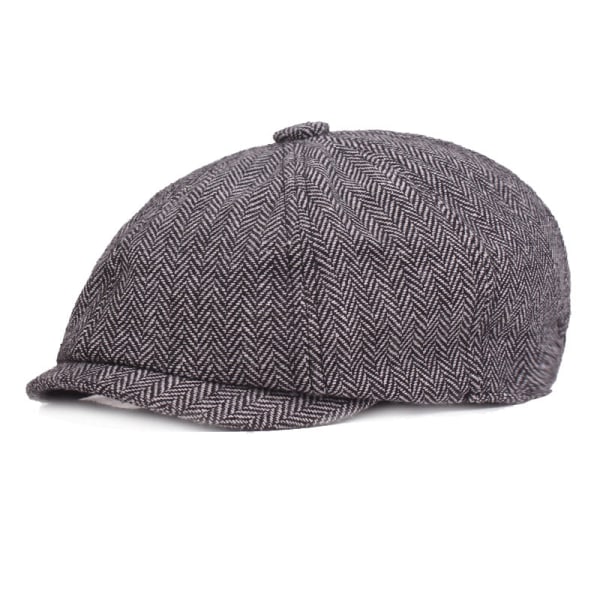 Beret Hat 2022 Høst Vinter Stripet Uformell motehette i bomull Dark gray M（56-58cm）