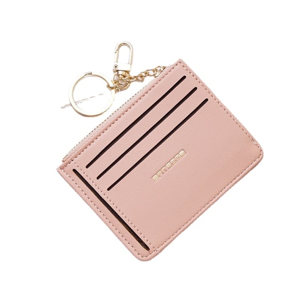 Kvinnors plånbok myntväska Kort mini japansk och koreansk stil Enkel multi-kort-fack Mode liten korthållare Rose gold pink