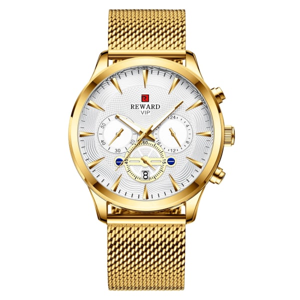 Miesten kellot Watch Teräsnauha Lahja Gold Shell white